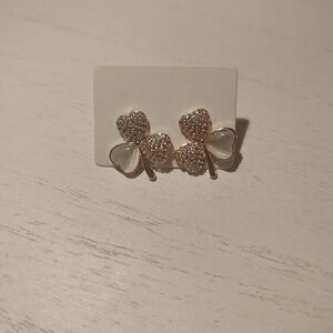 Elegant Gold and Silver Clover Earrings